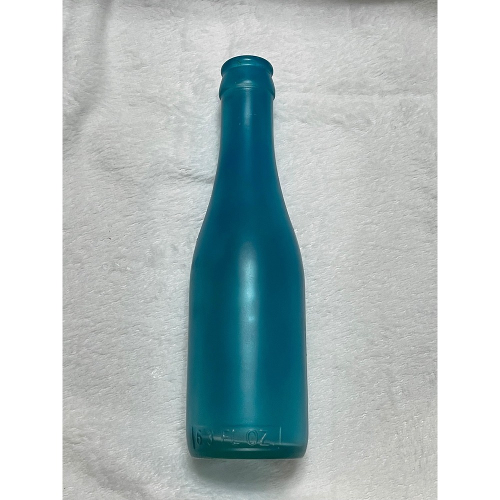 Teal Frosted Glass Bottle Decorative Bud Vase 6.3 FL OZ - Picture 5 of 7